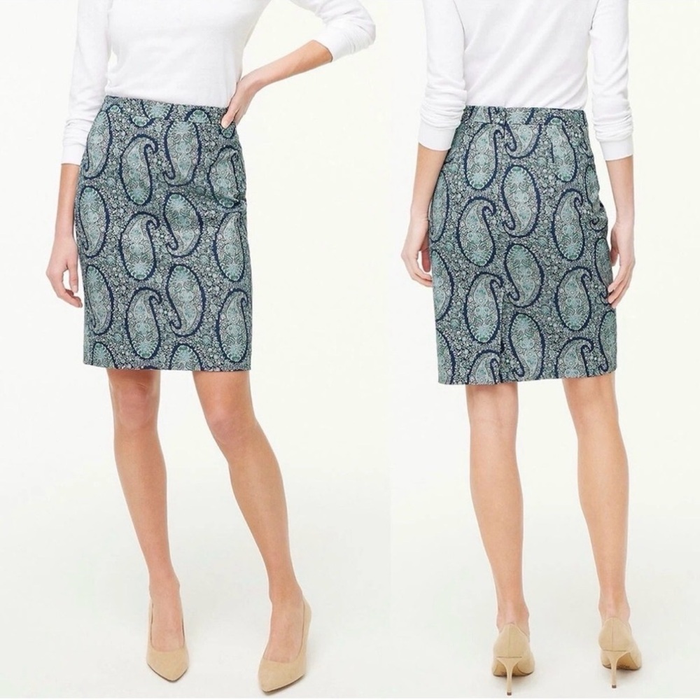 NWT J.Crew Factory Printed Stretch Paisley pencil skirt - Size 8